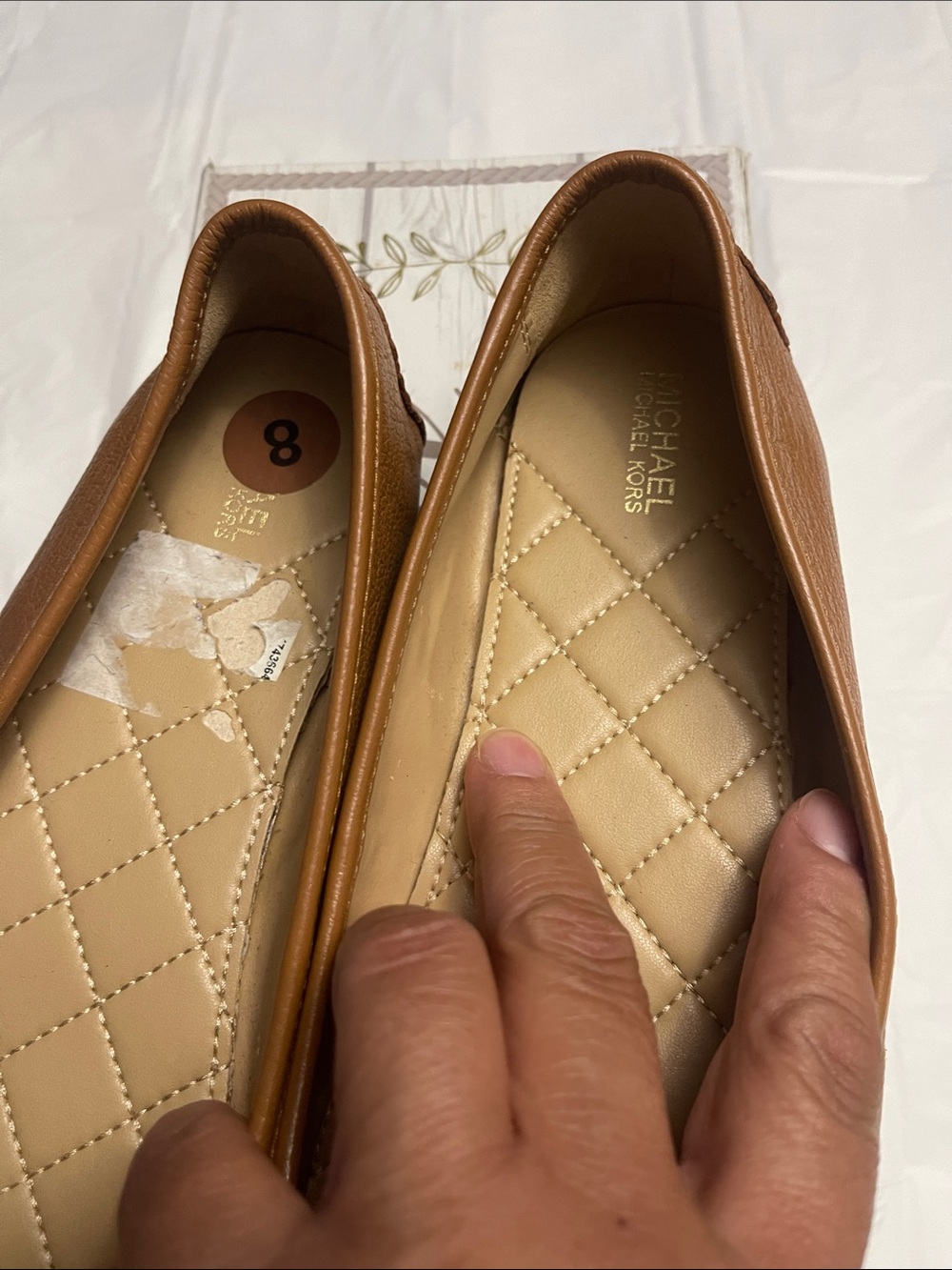 MICHAEL Michael Kors Cognac Leather MK Logo Ballet Flats size 8 - Picture 7 of 9